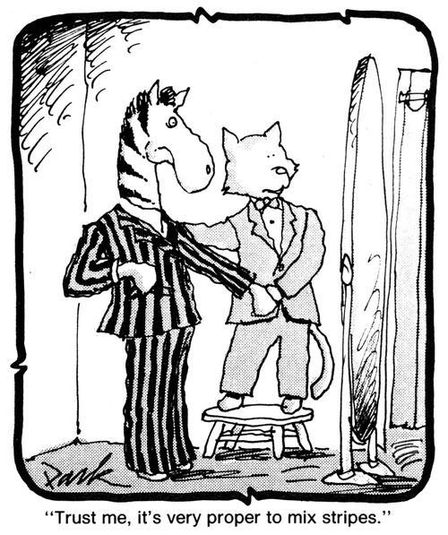 'Trust me, it's very proper to mix stripes.'