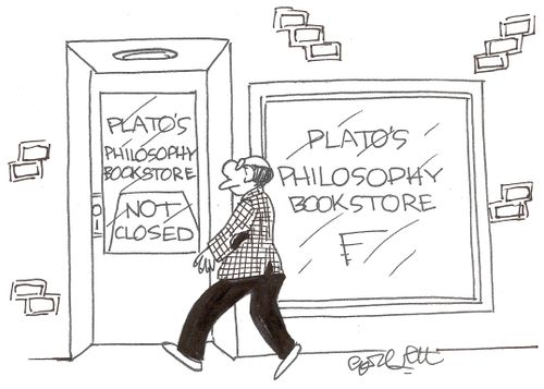 Plato's Philosophy Bookstore: 'NOT closed.'
