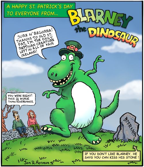Happy St. Patrick's Day from Blarney the Dinosaur.