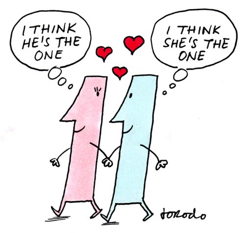 Male and female number ones in love.