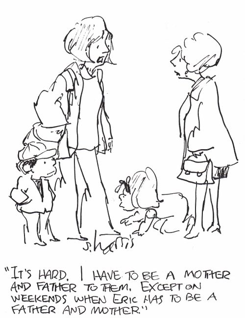 'It's hard.  I have to be a mother and father to them. Excpt on weekends when Eric has to be a father and mother to them.'