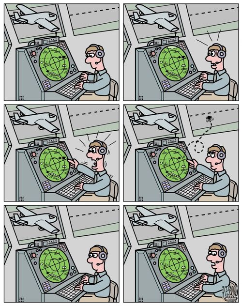Air traffic controller mistakes insect for airplane.