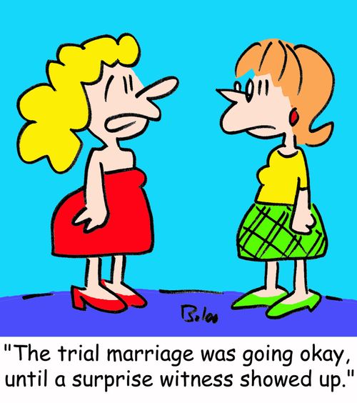 'The trial marriage was going okay, until a surprise witness showed up.'