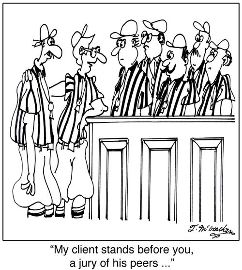 'My client stands before you, a jury of his peers ...'