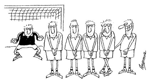 Footballer holding team mates bum while preparing for a penalty shoot out