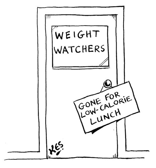 Weight watchers 'Gone for low-calorie lunch'.