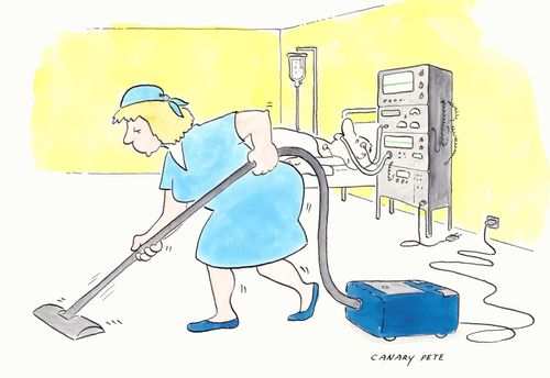 Hospital cleaner unplugs life support machine for her vacuum cleaner.