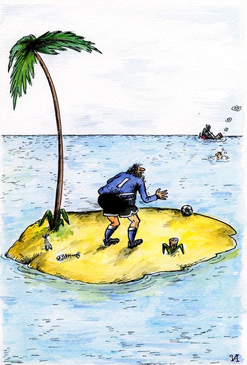 Goalkeeper on a desert island.
