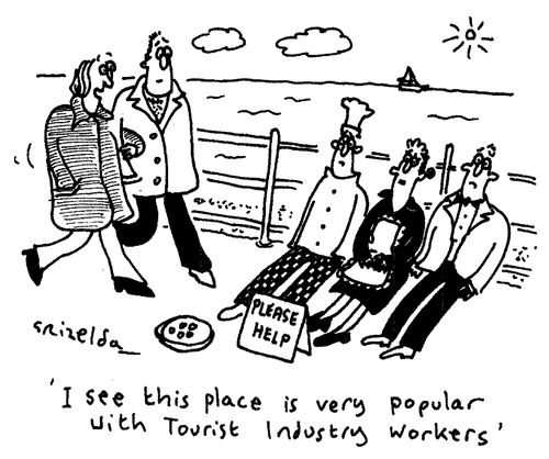 "I see this place is very popular with tourist industry workers."