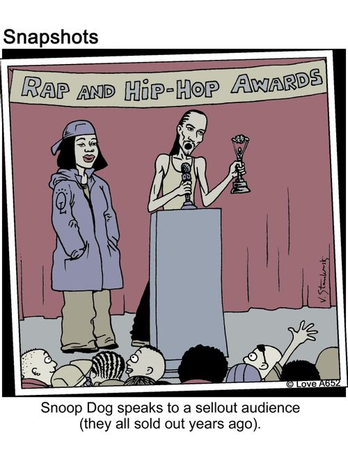Snoop Dog speaks to a sell-out audience (they all sold out years ago).