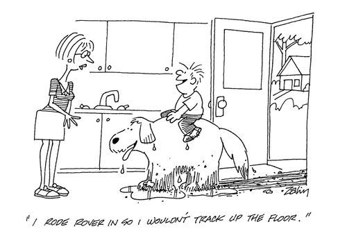 'I rode Rover in so I wouldn't track up the floor.'
