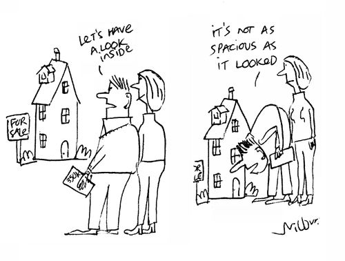 'Let's have a look inside.' 'It's not as spacious as it looked.'