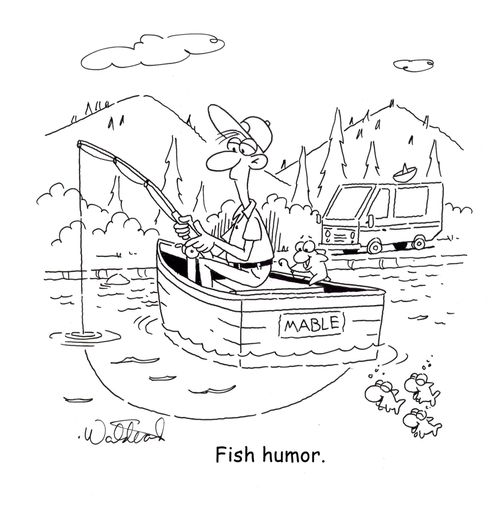 Fish play a joke on the fisherman.