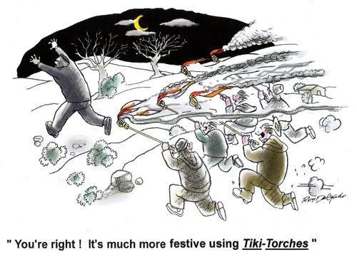 'You're right! It's much more festive using Tiki-Torches.'