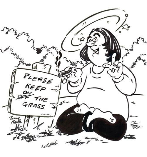Please keep on/off the grass.