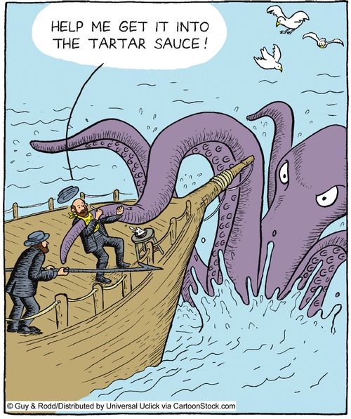 'Help me get it into the tartar sauce.'