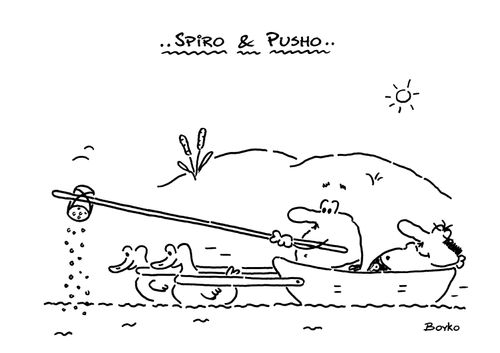 Spiro and Pusho on a boat ride.