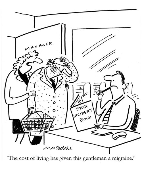 'The cost of living has given this gentleman a migraine.'