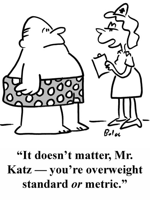 'It doesn't matter, Mr. Katz — you're overweight standard or metric.'