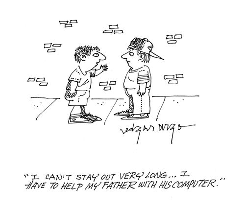 'I can't stay out very long...I have to help my father with his computer.'