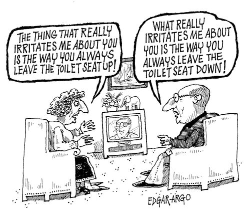 'What really irritates me about you is the way you always leave the toilet seat up1!'