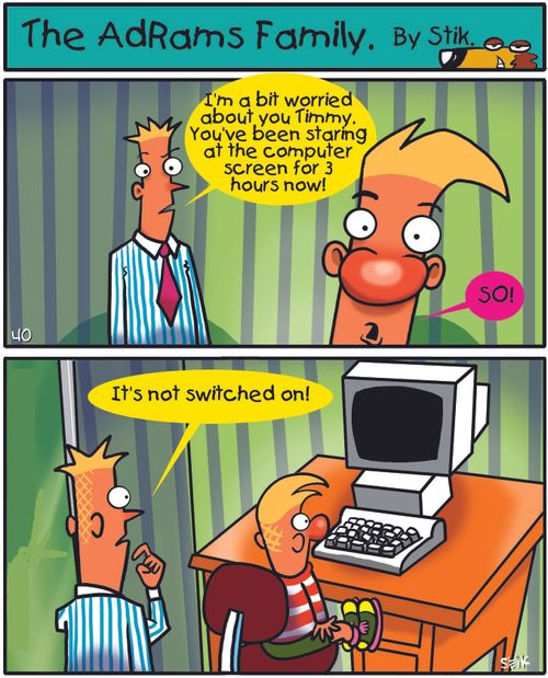 The AdRams Family no.23 - Son staring at turned off screen