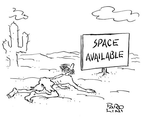 'Space available' sign in desert.