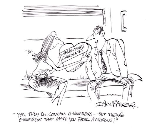 'Yes, they do contain e-numbers - But they're e-numbers that make you feel amorous!' 