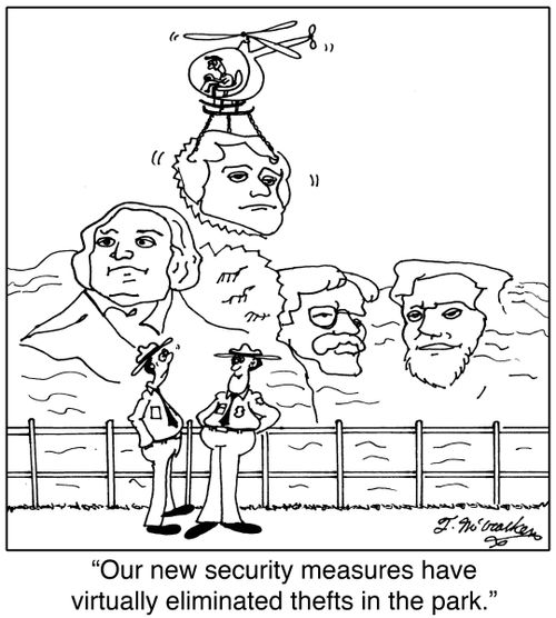 'Our new security measures have virtually eliminated thefts in the park.'