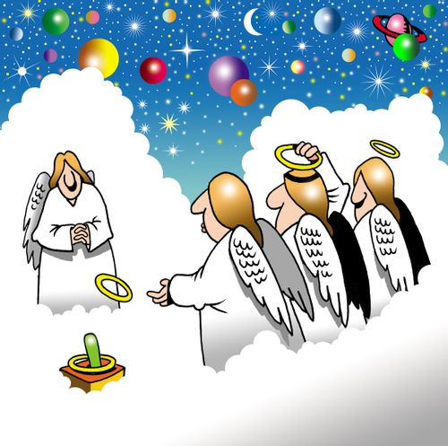 Angels playing quoits.