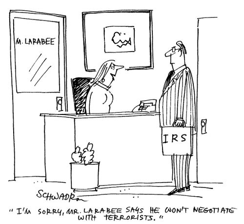 "Mr. Larabee says he won't negotiate with terrorists."