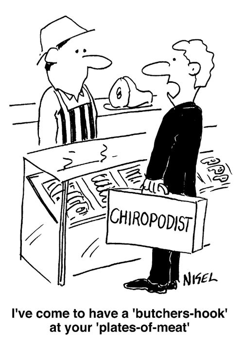 Cockney rhyming slang chiropodist in a butchers shop