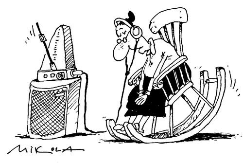 Woman on rocking chair listening to the radio