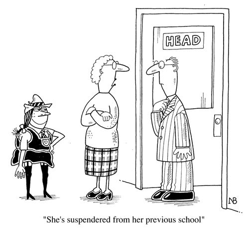 'She's suspendered from her previous school.'