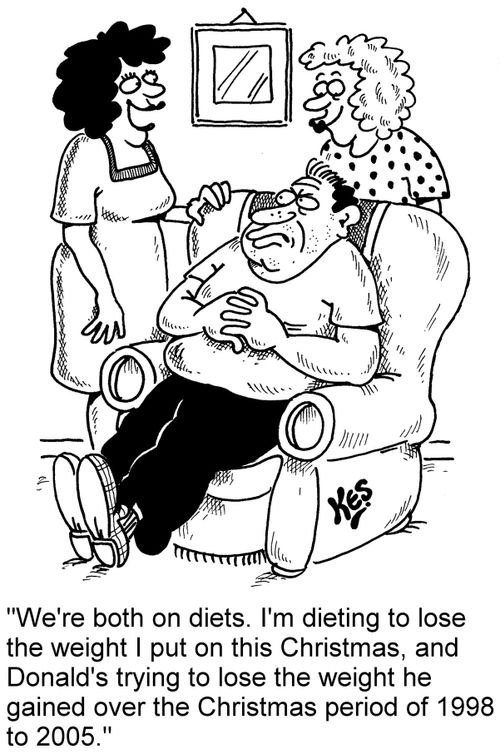 'We're both on diets. I'm dieting to lose the weight I put on this Christmas, and Donald's trying to lose the weight he gained over the Christmas period of 1998 to 2005.'