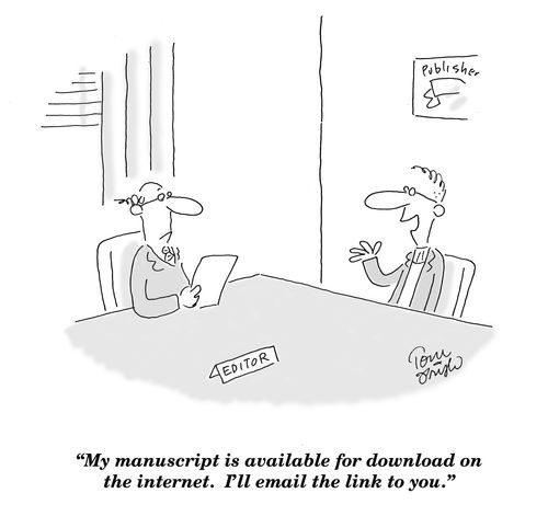 'My manuscript is available for download on the internet.  I'll email the link to you.'