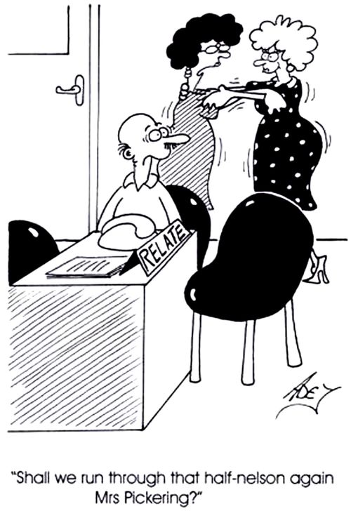 "Shall we run through that half-nelson again Mrs Pickering?"