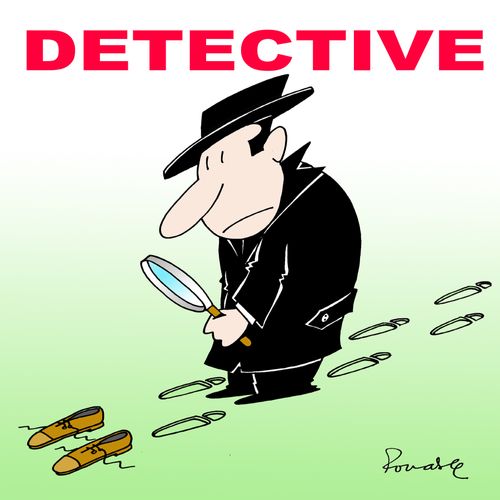 Detective follows footprints leading to a pair of shoes.