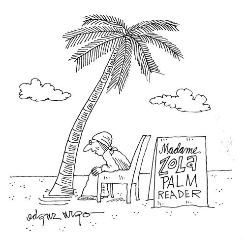Palm reader reading a palm tree.