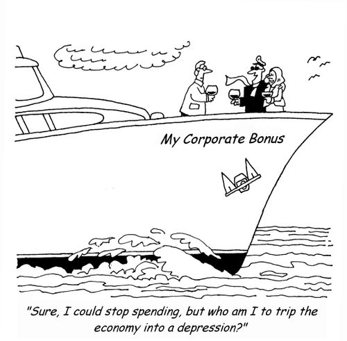 'Sure, I could stop spending, but who am I to trip the economy into a depression?'