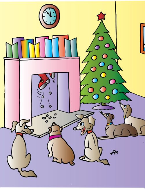 Dogs Awaiting the Arrival of Father Christmas