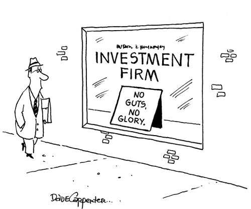 Investment Firm's sign, 'No guts, no glory'.