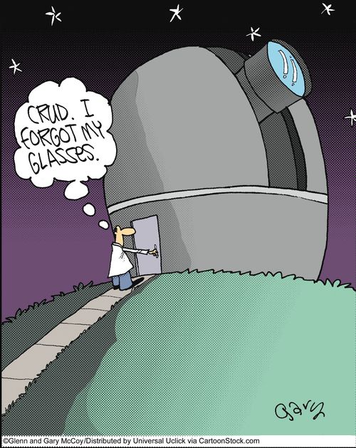'Crud I forgot my glasses.'