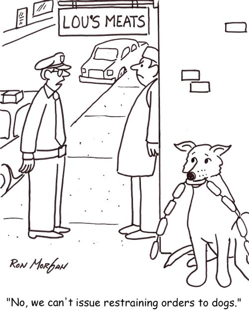 'No, we can't issue restraining orders to dogs.'