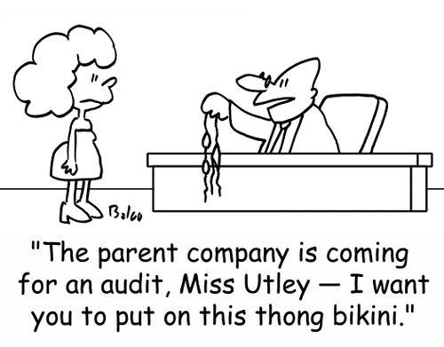 'The parent company is coming for an audit, Miss Utley - I want you to put on this thong bikini.'