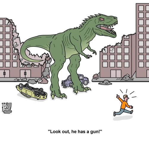 'Look out, he has a gun!'