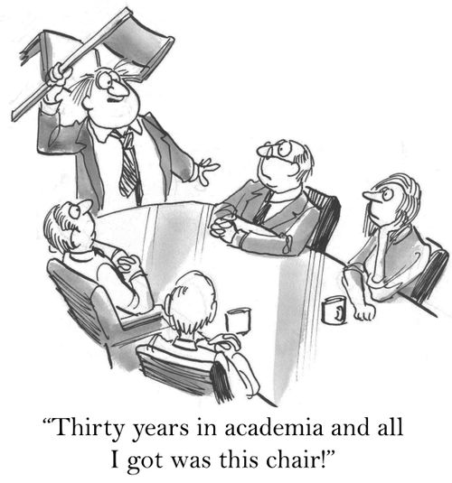 'Thirty years in academia and all I got was this chair.'