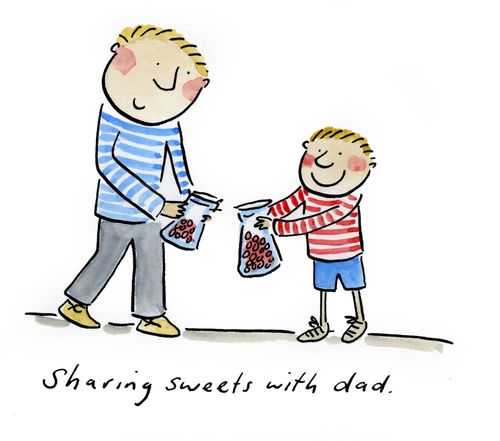Sharing sweets with dad.