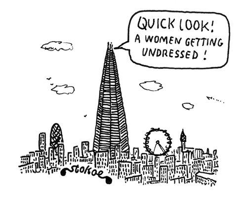 'Quick Look! A women getting undressed!'