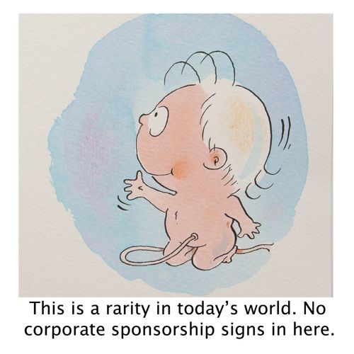 'This is a rarity in today's world. No corporate sponsorship signs in here.'